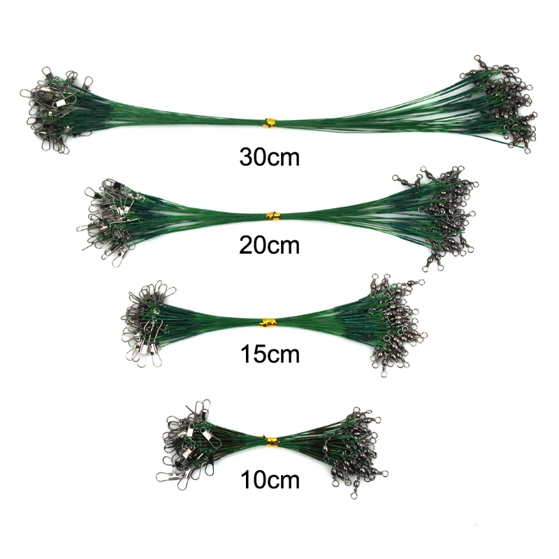 20 unids/lote de cables de acero con sedal giratorio antimordedura, accesorio de pesca de 10/15/20/30cm, correa de núcleo de plomo - imagen 4