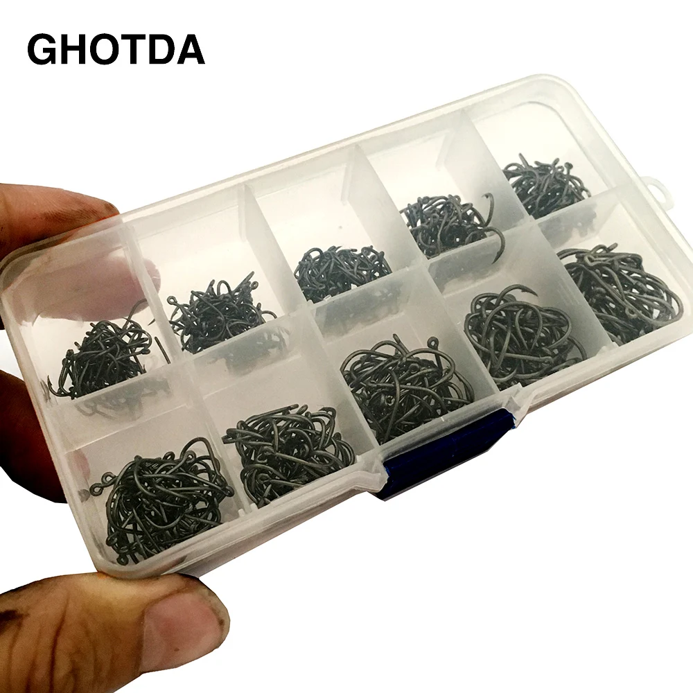 Anzuelos de pesca de 500 piezas, tamaño Mixto 3-12 #, anzuelos con púas - imagen 3