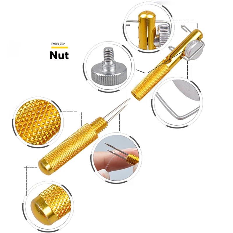 Kit de herramientas de atado de anzuelos de pesca, anudador de sedal, aguja de doble cabeza, 1 unidad - imagen 3