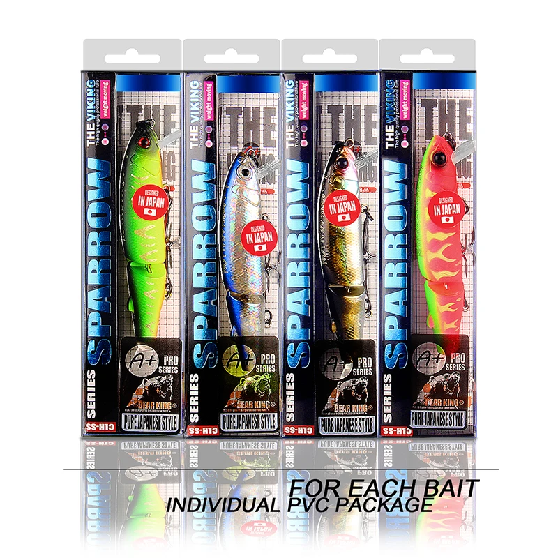 Bearking 11,3 cm 13,7g señuelo de pesca caliente minnow calidad cebo profesional cebo de natación cebo articulado equipado anzuelo blanco o negro - imagen 2