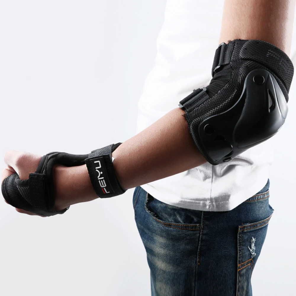 Conjunto de equipo de protección para niños y adultos, rodilleras para casco de patinaje, coderas, protectores de mano para muñeca, ciclismo, escalada en roca, 6 unids/set por Set - imagen 5