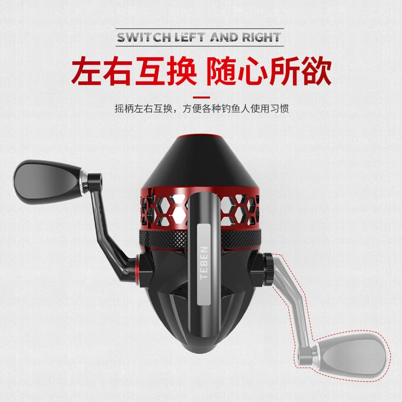 Tirachinas de pesca, carrete de mano giratorio 4,0: 1, relación de engranaje, 6BB catapulta, caza al aire libre, carrete cerrado con línea de 10lb, carrete Brutus - imagen 3