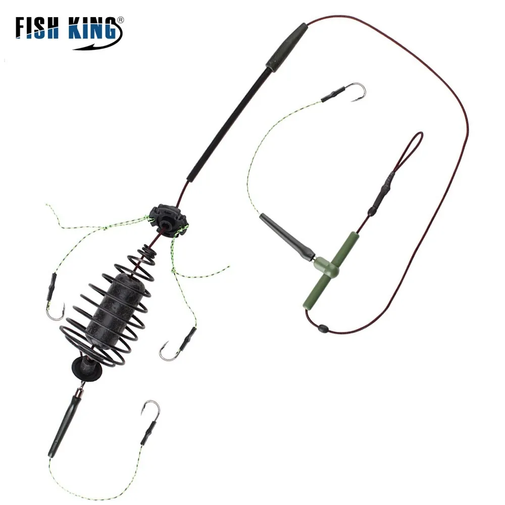 FISH KING-cebo de pesca de carpa, 30-80g, grupo de línea de jaula, gancho alimentador de Metal de acero rico en carbono, accesorios de señuelo Artificial que se hunden