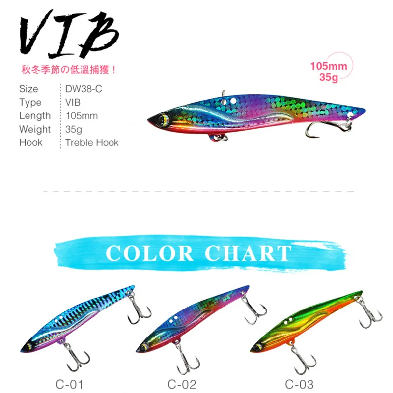 Señuelo de pesca de Metal VIB, señuelos artificiales con vibración súper larga, 23g, 35g, lubina, búsqueda lenta y rápida, cebo duro, 1 pieza en oferta - imagen 5