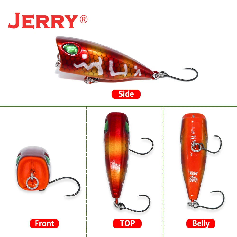 Jerry Dwarf-SEÑUELOS flotantes para Pesca, aparejos de Pesca de fundición, ultraligeros, Topwater, Popper, perca de lubina, 40mm, 3,2g - imagen 4