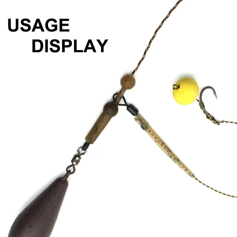 Equipo de aparejos de goma para pesca de carpa, 10 piezas, aparejo para correr, Leadcore, manga antienredos - imagen 5