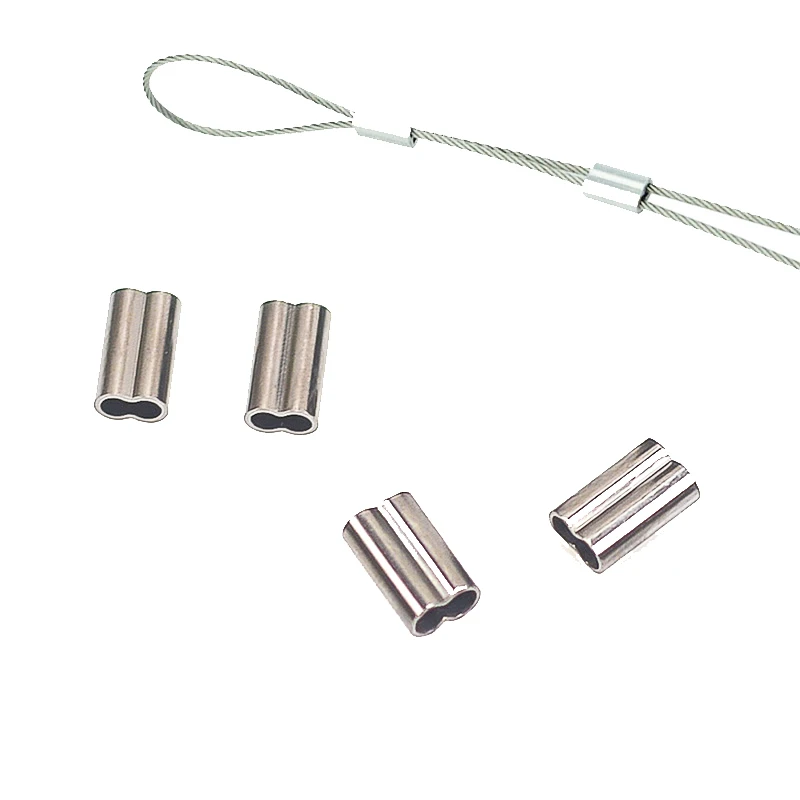 Tubo de pesca de cobre doble, manguitos de crimpado de alambre de pesca, diámetro de conector, 6 tamaños, 100 Uds. - imagen 3