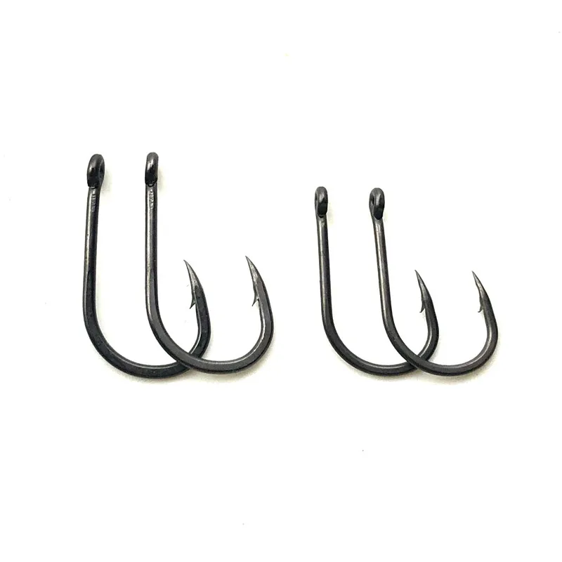 Ganchos de pesca de carpa para aparejos de pelo, anzuelos recubiertos, Micro púas, negro mate, 20 Uds. - imagen 3