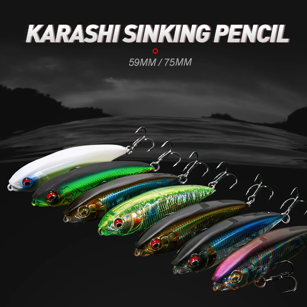 JOHNCOO-señuelo de pesca de hundimiento lento, cebo Artificial de plástico duro, aparejos para trucha y lubina, 59mm, 75mm - imagen 3