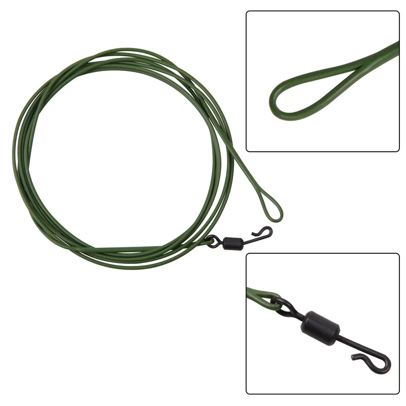 Líder de pesca de carpa, líder de alambre de hundimiento, aparejo de carpa con clip de plomo, eslabones de cambio rápido, longitud de 1M, 3 piezas, 80lb - imagen 5