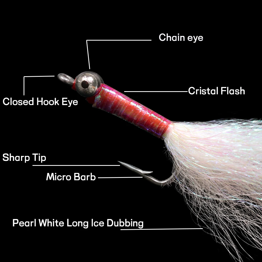 Wifreo-señuelo de pesca de trucha de salmón, trucha, lubina de mar, pececillos, moscas de pesca con mosca, Serpentina de dobladillo de hielo, mosca Bucktail Artificial, 10 Uds.