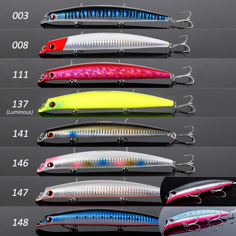 Señuelos de pesca NOEBY Sasuke Minnow, 12cm, 16g, 15cm, 24g, Wobblers flotantes sin labios, cebo duro Artificial para lubina, señuelo de pesca - imagen 4