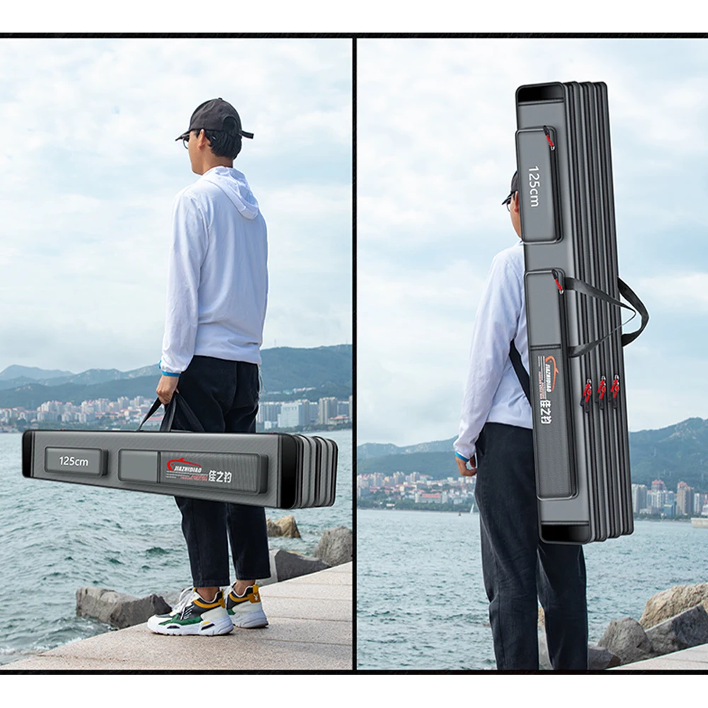 Bolsa de pesca portátil con borde de alambre de acero, multiusos, gruesa, impermeable, duradera, bolsa de caña de pescar, bolsa de aparejos de pesca X277G - imagen 3