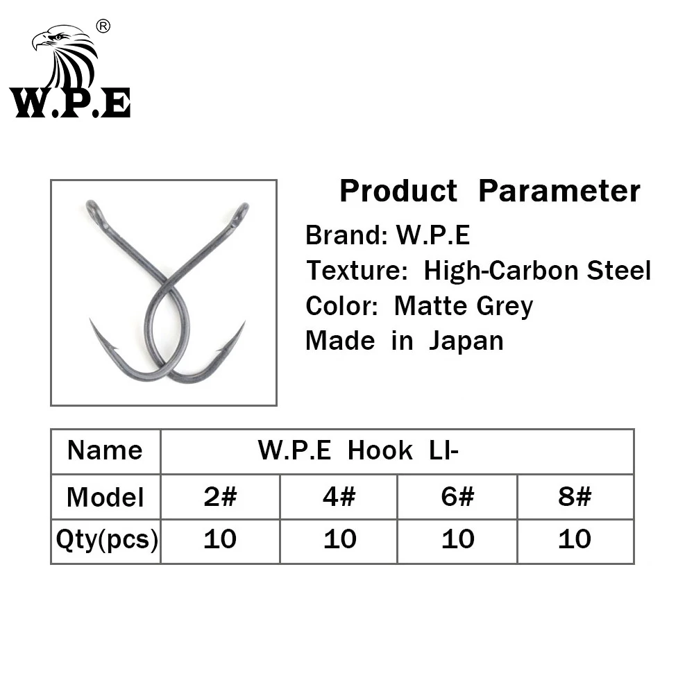W.P.E-anzuelo de Pesca con revestimiento, 30 unids/lote, tamaño 2 #/4 #/6 #/8 #, anzuelo de púas, aparejos de Pesca de carpa - imagen 4