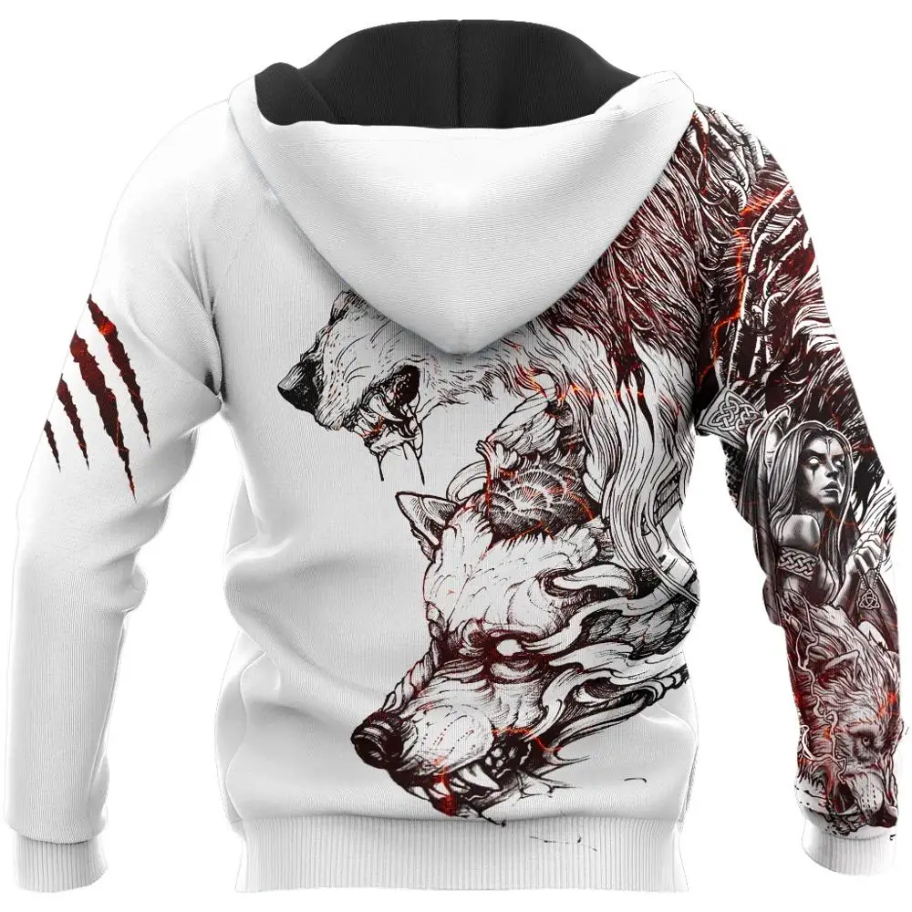 Tattoo Wolf-sudaderas con estampado 3D para hombre, ropa de calle Harajuku, Sudadera con capucha de moda, chaqueta de otoño Unisex, chándales, envío directo - imagen 2