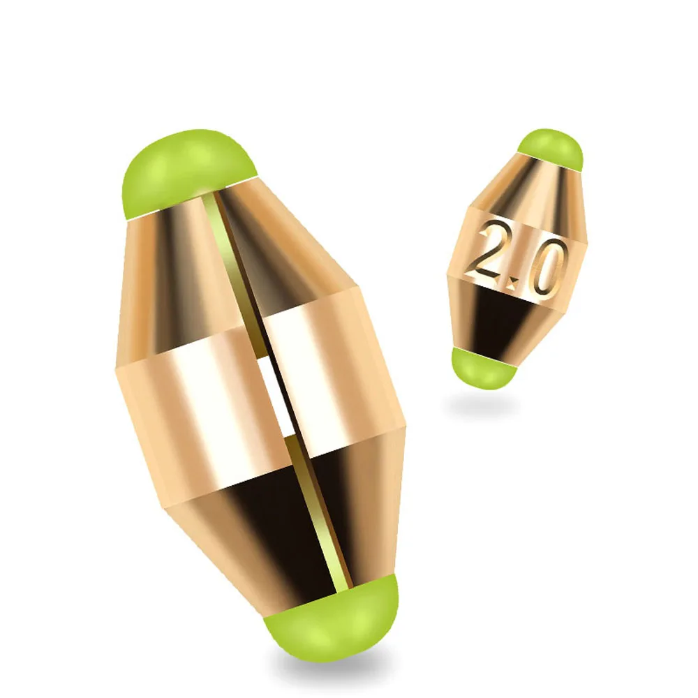 Plomos de pesca de cobre de descenso rápido, 50 piezas, 1,8g, 3,5g, 5g, 7g, 10g, pesas ovaladas, accesorios de aparejo dividido de latón - imagen 5