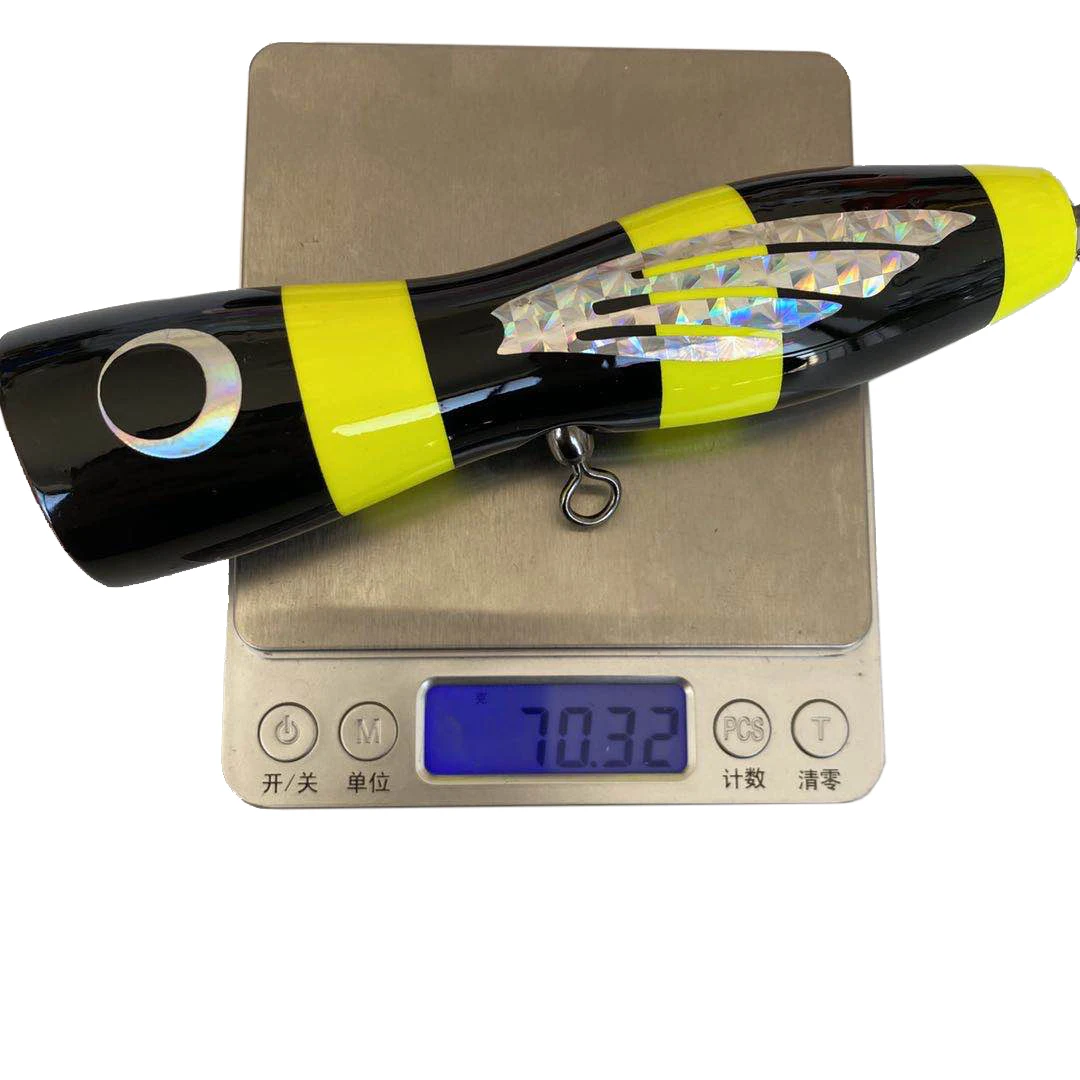 SWOLFY-señuelo de Popper de madera Topwater, cebo de pesca para barco de mar profundo, 65G/ 70g /115G/190G, superficie GT, 1 unids/lote - imagen 4