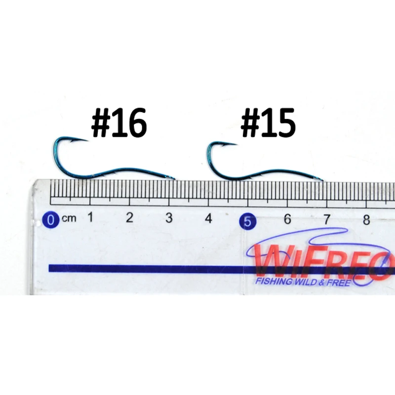 Wifreo-anzuelos de gusano de tierra, 10 unids/lote/paquete, rojo, azul, Baitholder, Ryusen, tamaño de pez de calado Central, 15, 16, 17 - imagen 3