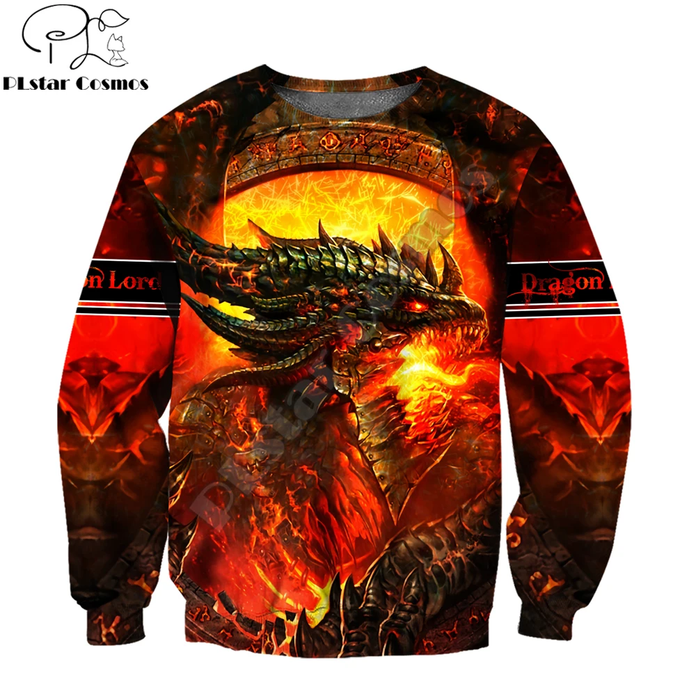 Hermoso dragón de fuego rojo con estampado 3D para hombre, Sudadera con capucha Unisex de otoño e invierno, jersey con cremallera, ropa de calle informal KJ429 - imagen 4