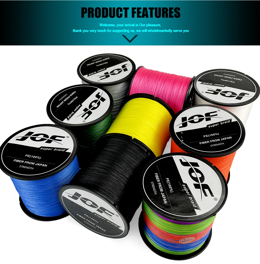 Descubra los colores vibrantes y las características de alta calidad de las líneas de pesca premium de Jofe