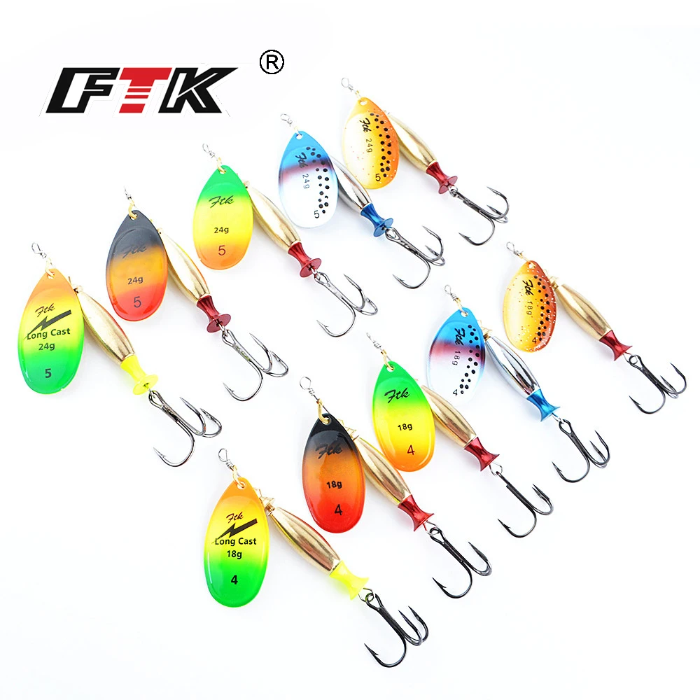 FTK-señuelo giratorio de 18g y 24g, cebo de fundición larga, cuchara, señuelos pica, señuelo de Metal para pesca, cebo duro con anzuelos triples - imagen 2