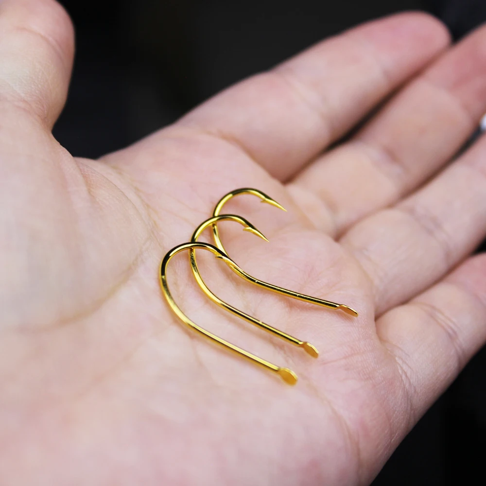 10 unids/lote sin anillo pesca de carpa 1 # -18 #   Ganchos dorados Maruseigo de todos los tamaños, ganchos para agua de mar y agua dulce gamakatsu - imagen 5