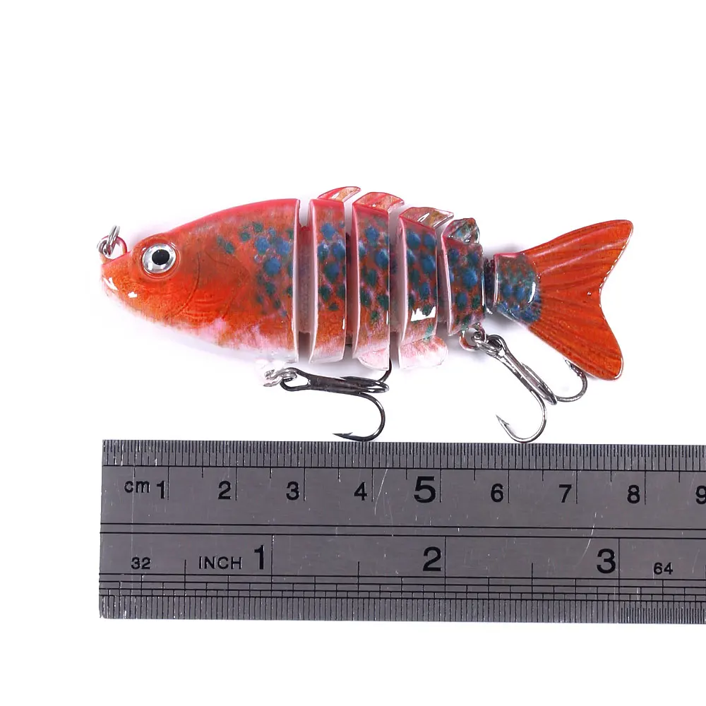 Señuelo de Pesca de 8cm, 13g, ojos 3D, señuelo duro de Pesca realista de 6 segmentos, Crankbait con 2 anzuelos, cebos de Pesca para lubina y Lucio - imagen 4