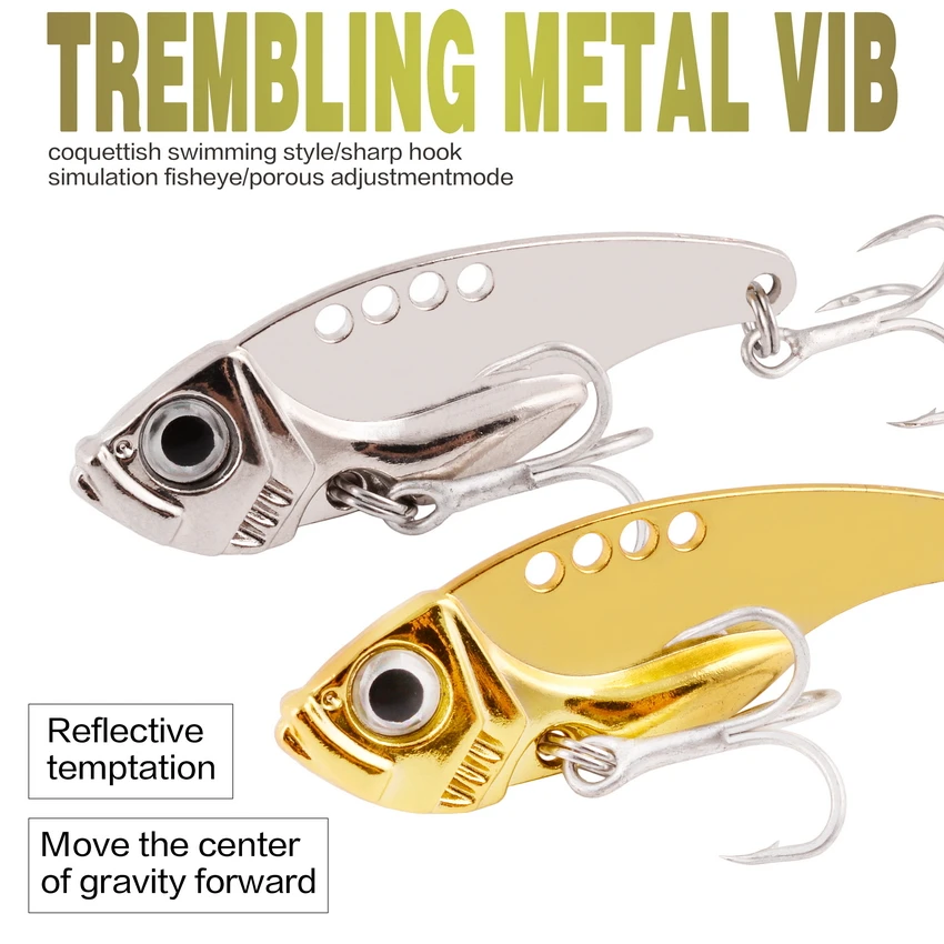1 Uds. Señuelo de pesca VIB de Metal dorado y plateado 3g 7g 12g 10g 15g 20g ojos 3D cuchara Spinner cebo duro señuelos para aparejos de pesca de carpa lubina - imagen 5