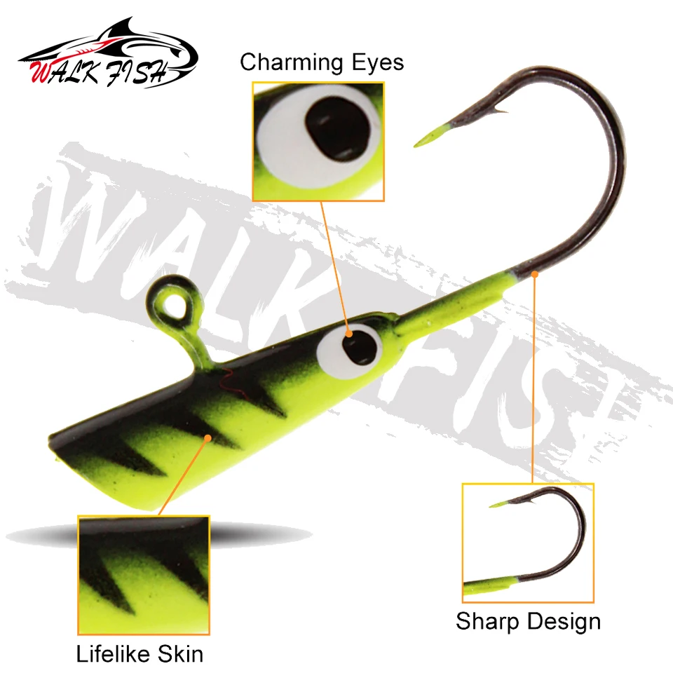 WALK FISH-señuelo de pesca de 5 piezas 28mm/1,9g, de 5 colores anzuelo de pesca, gusano, cebo de Metal, conjunto de plantilla de hielo, Mini plomo de invierno - imagen 2