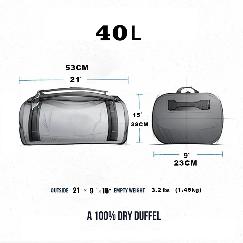 Bolsa de lona sumergible impermeable hermética, mochila seca para kayak, canotaje, Rafting, motocicleta, viajes, Camping, aventura al aire libre - imagen 3