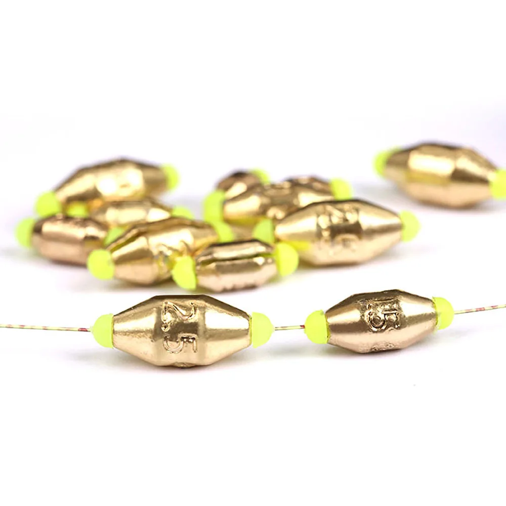 Plomos de pesca de cobre de descenso rápido, 50 piezas, 1,8g, 3,5g, 5g, 7g, 10g, pesas ovaladas, accesorios de aparejo dividido de latón - imagen 5