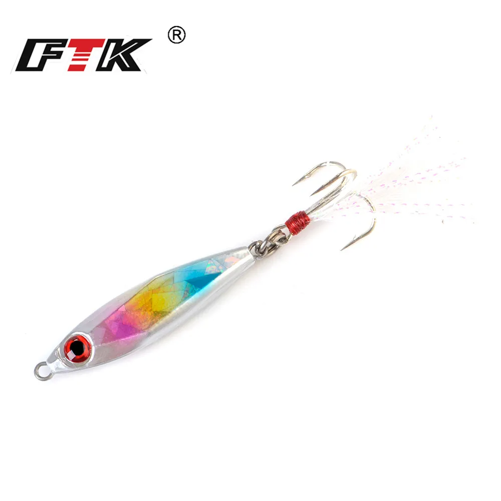 FTK-señuelo de Metal para pesca en el mar, anzuelo de 20g, 30g, ojos 3D, 5,3 cm, 6cm, anzuelo triple - imagen 5