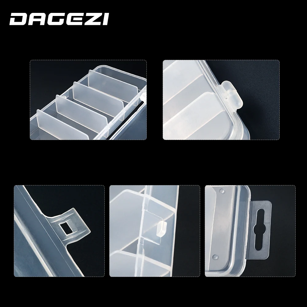 DAGEZI-caja de Pesca de PVC, almacenamiento de señuelos, 5 compartimentos, conector para carpa, 17,6x8,9 cm - imagen 2