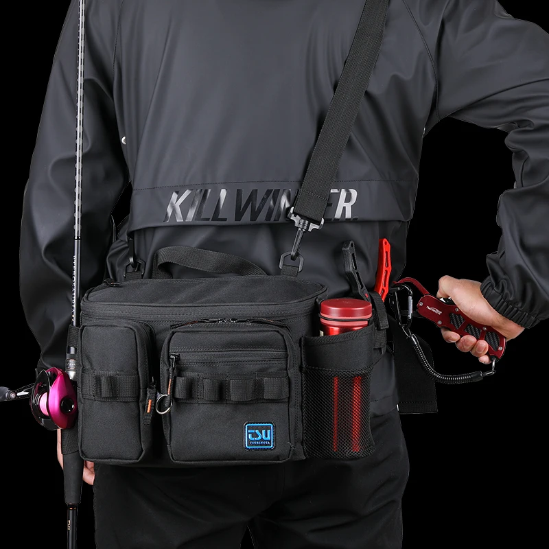 TSURINOYA-bolsa de pesca multifunción RX1911, riñonera de gran capacidad, aparejos de pesca, señuelos, bolsa de almacenamiento, bolso para deportes al aire libre - imagen 5