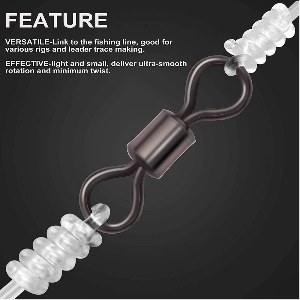 Barril de pesca de acero inoxidable, rodamiento giratorio con anillo sólido, Conector de señuelo, accesorios de aparejos de pesca, 50 Uds. - imagen 5