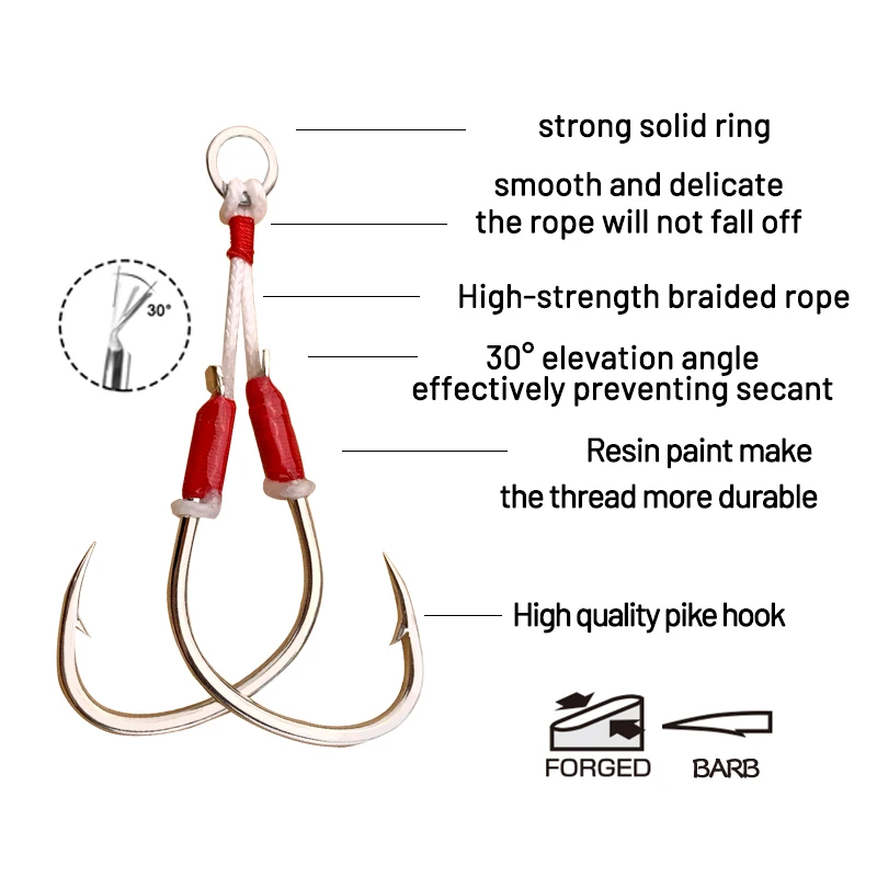 OBSESSION-anzuelo de resina con púas para Pesca en el mar, accesorios para Pesca, Jigging lento, 10 pares, 1/0, 2/0, 3/0, 4/0 - imagen 4