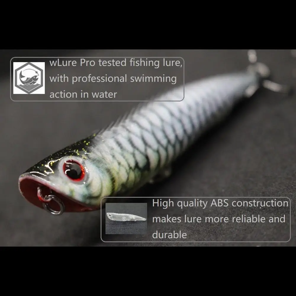 WLure-señuelo de pesca flotante Topwater Popper, anzuelos triples de fundición larga, 10cm, 17g, hoja de corte, HW622 - imagen 4