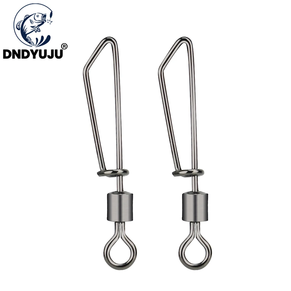 DNDYUJU 100/50 Uds. Giratorios de pesca de acero inoxidable, giratorios entrelazados con anzuelo a presión, señuelo, aparejos, conector de carpa