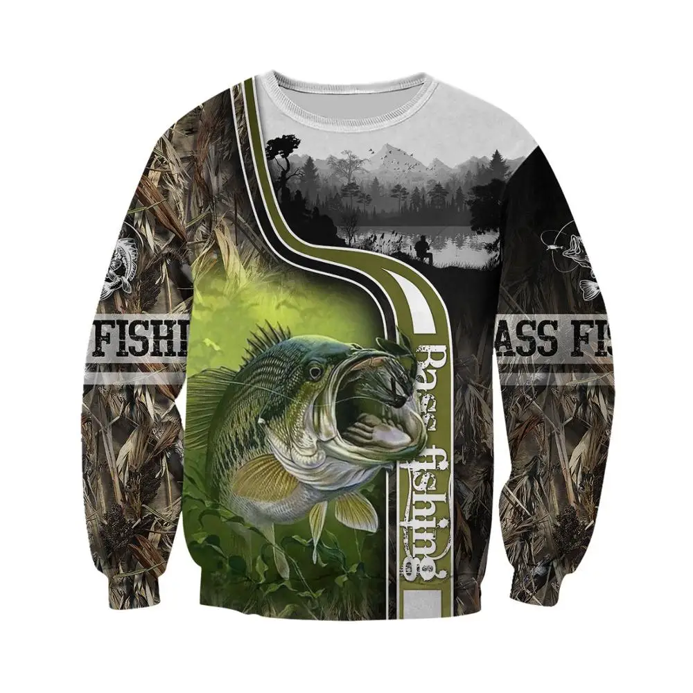 Bass Fishing-sudaderas con estampado 3D para hombre y mujer, Sudadera con capucha de moda Harajuku, ropa de calle informal con capucha de otoño, DY-998 - imagen 4