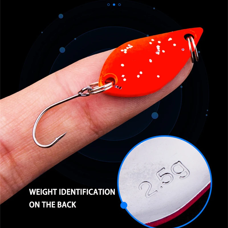 X-Fin 3cm 2,5g/3,5g/5g aparejos de pesca señuelo cuchara de Metal anzuelo afilado señuelo de lentejuelas duras cebo de agua dulce cucharas giratorias de agua salada - imagen 4