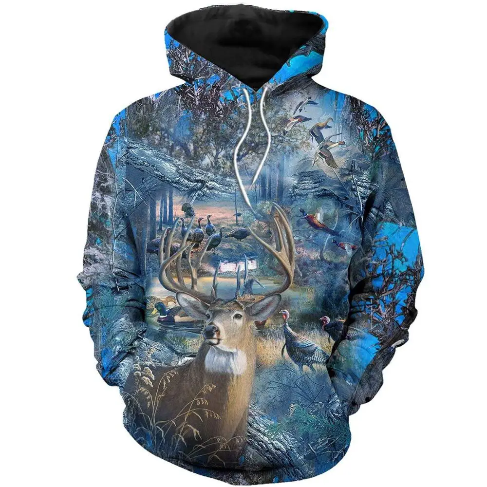 Sudaderas con capucha/sudaderas con estampado 3D de camuflaje de caza azul para hombre, moda Harajuku con capucha de otoño, ropa de calle informal, sudadera para hombre - imagen 5