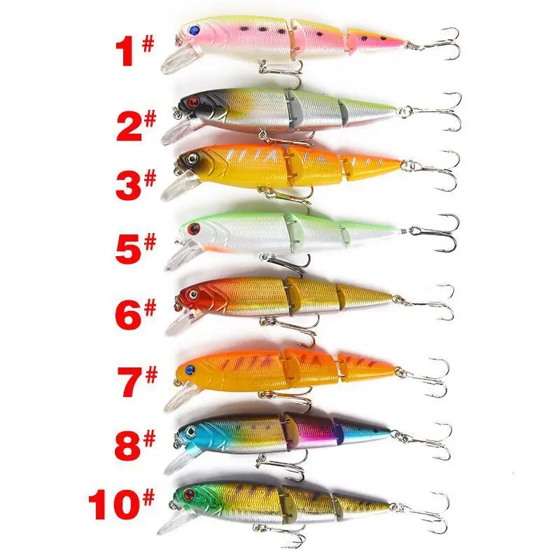 Swimbait-señuelo de pesca de pececillo, cebo de tres secciones, peso de 11,5 cm/15g, señuelo de lubina holográfica Jerkbait Mino Swim Bait, señuelos de agua salada - imagen 2