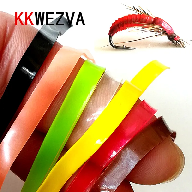 KKWEZVA-Bolsa de 100 unids/lote de silicona, Pupa, ninfa, gusano, envoltura corporal, piel, larvas de Caddis, señuelo de Ninfa checa, Material de atado de moscas