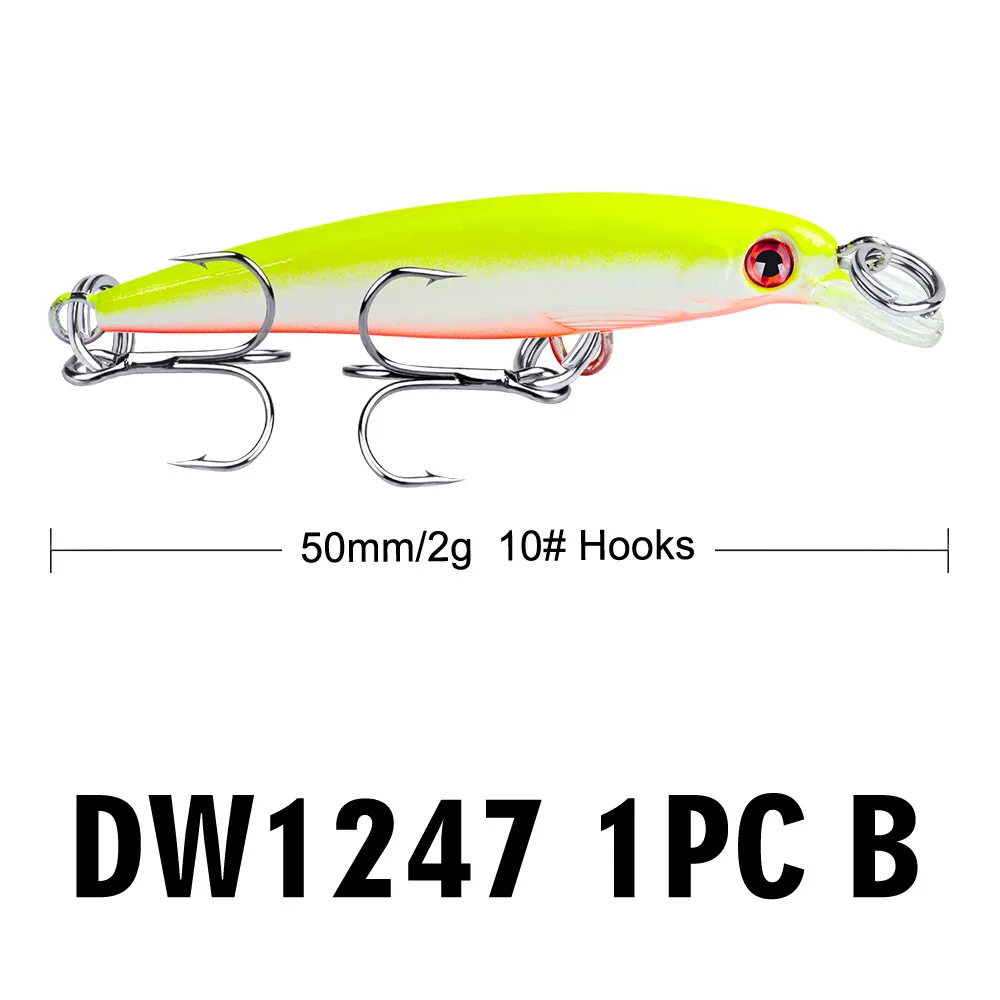 Mini señuelo de Pesca Minnow Wobblers Crankbait 5cm 2g, cebo duro Artificial, aparejos de Pesca de curricán, carpa, Lucio, lubina, 1 pieza - imagen 5