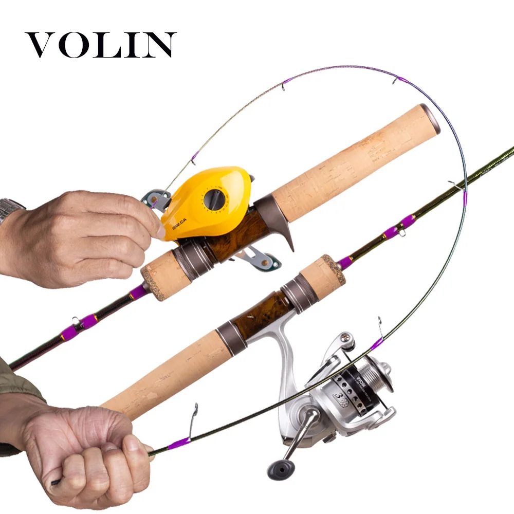 Volin-caña de pescar giratoria UL para trucha, caña de pescar de carbono de punta superior sólida, de viaje, 1,53 m, 1,68 m - imagen 4