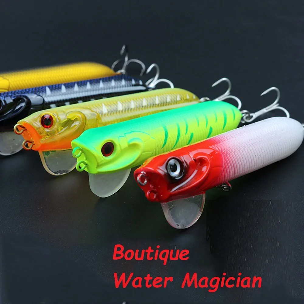 Señuelos de superficie de agua para mago, lápiz duro Wobblers Popper de 9,5 cm/18g, cebo Artificial 3D, andador de serpiente, aparejos de pesca, 1 unidad - imagen 3