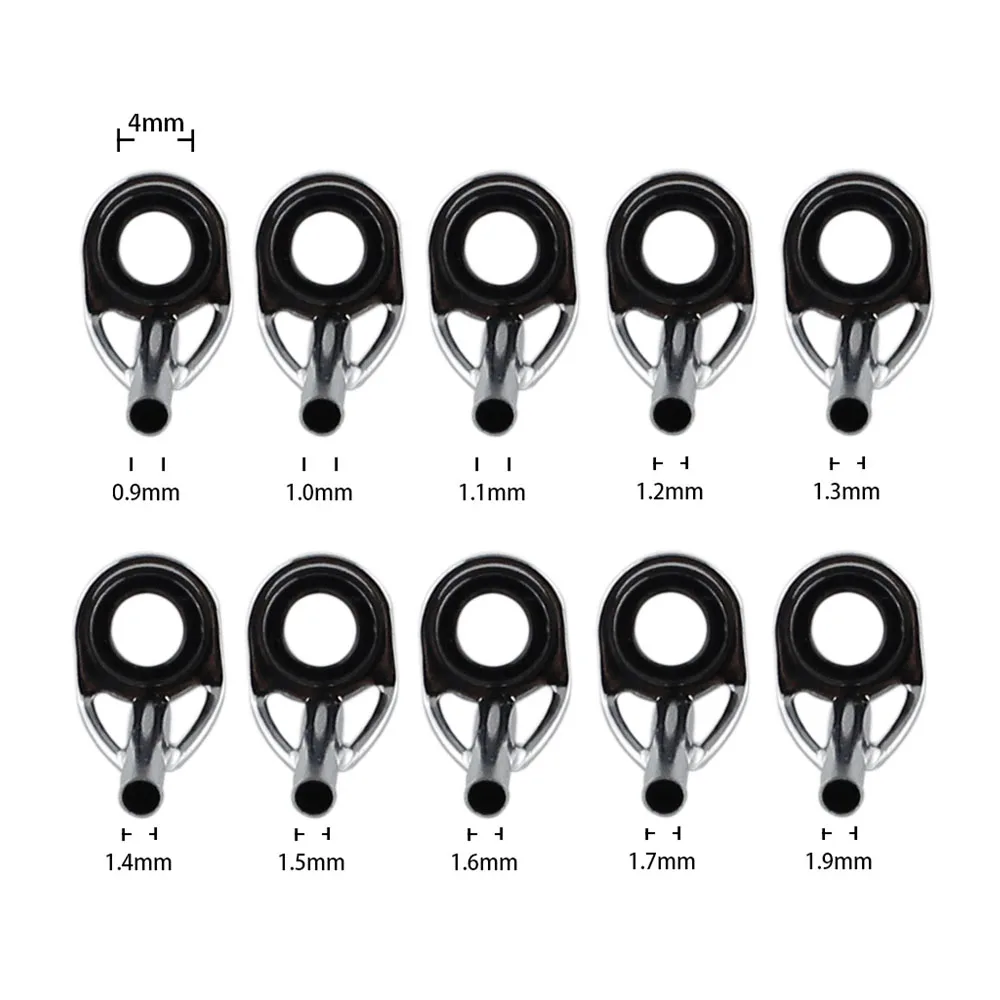 100 unids/set 10 tipos de diámetro Pesca Rod guías de anillo de agua salada para Pesca al aire libre Pesca Iscas herramientas aparejos de Pesca accesorios - imagen 2