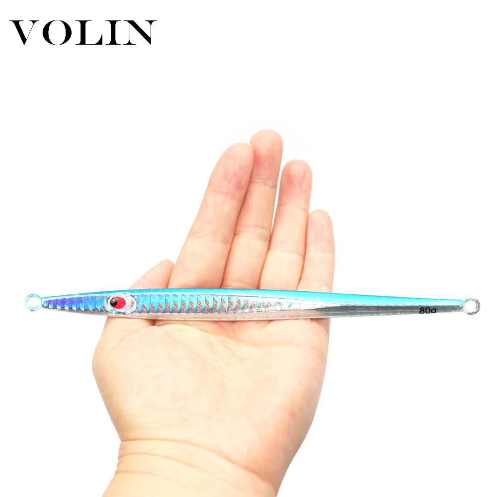 VOLIN llavero lento Jigging de Metal señuelo 80g 100g 120g 150g 200g 250g de agua salada señuelo de Metal para pesca Artificial de cebo de pesca - imagen 2