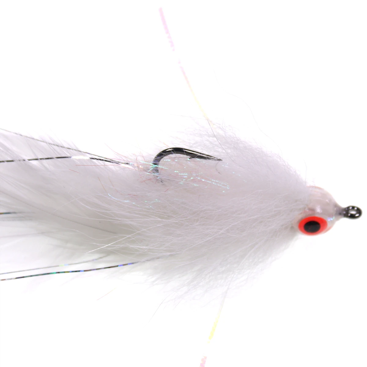 Bimoo 2/0 cabeza colgante Lumo ojos 3D serpentina blanca cebo para peces mosca para pesca de lubina Muskie Pike - imagen 5
