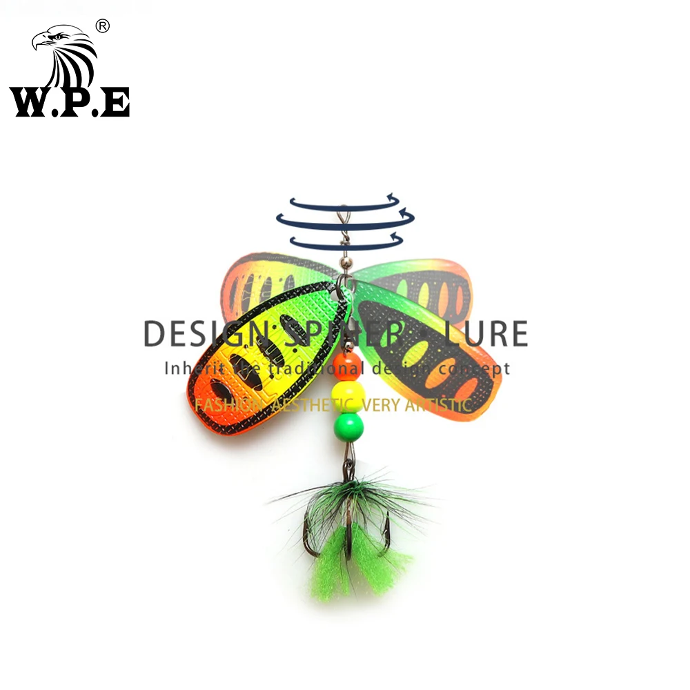 W.P.E-señuelo giratorio de latón, 1 pieza/12g, pluma de Metal, CrankBait, Pesca de carpa, anzuelo triple, aparejos de Pesca de cebo duro - imagen 2